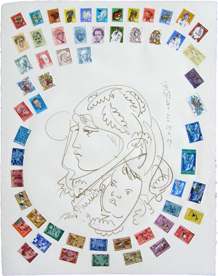Hans Erni collage timbres 1989